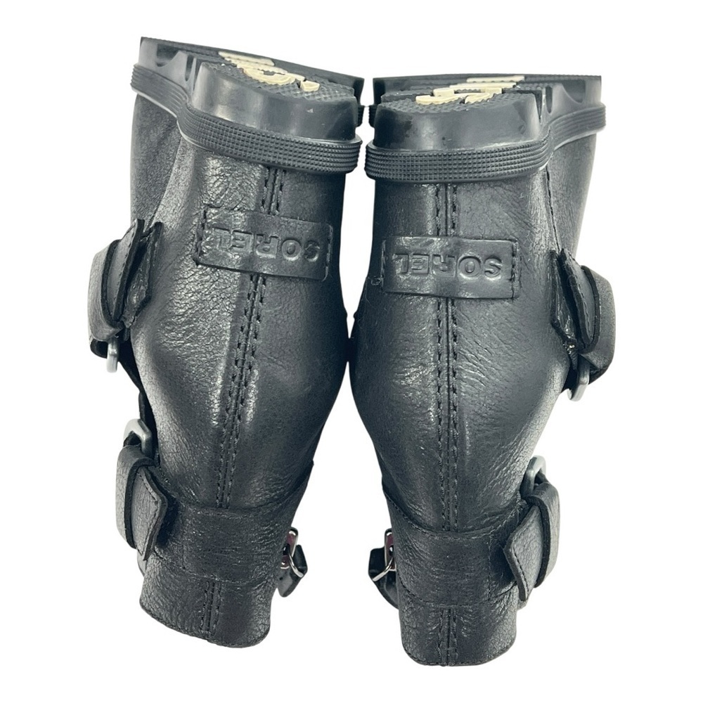 Sorel Women's Black Leather Joan of Arctic Wedge II Buckle Boot Preowned - Picture 7 of 13